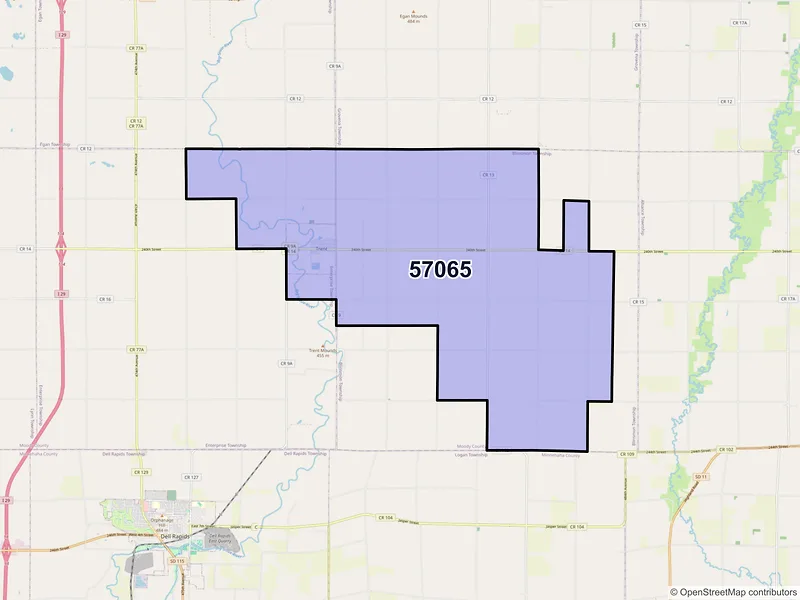Map of ZIP Code 57065 — Trent, SD