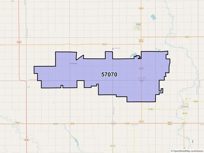 Map of Viborg, South Dakota and ZIP codes
