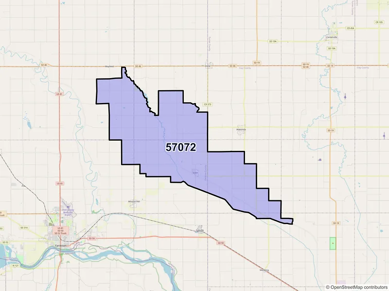 Map of Volin, South Dakota and ZIP codes