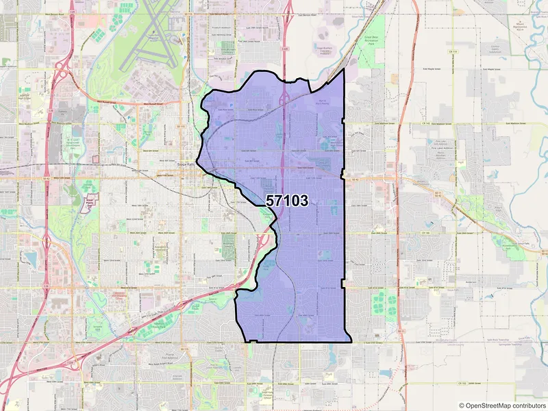 Map of ZIP Code 57103 — Sioux Falls, SD
