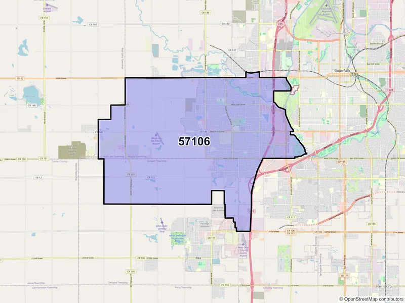 Map of ZIP Code 57106 — Sioux Falls, SD