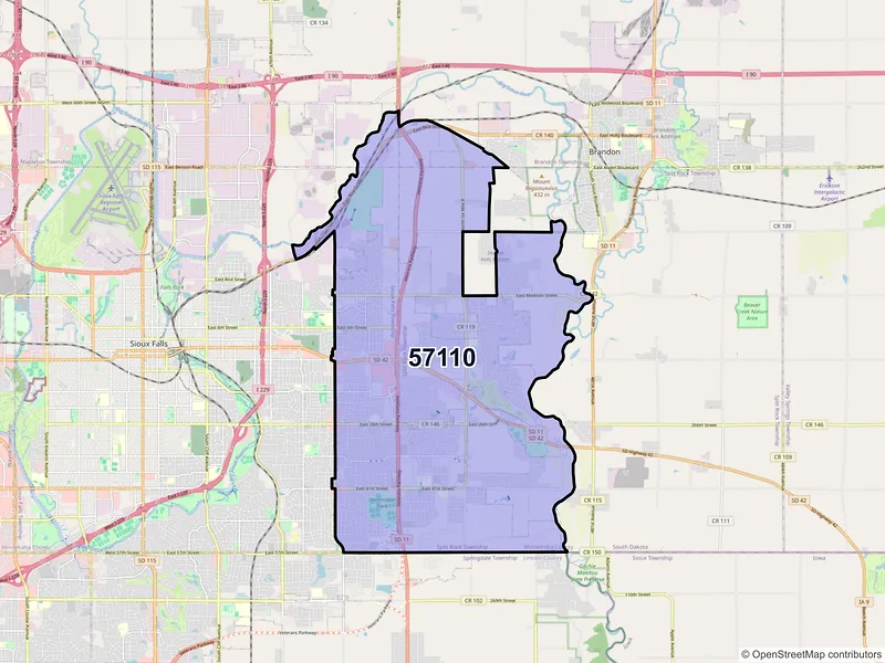 Map of ZIP Code 57110 — Sioux Falls, SD
