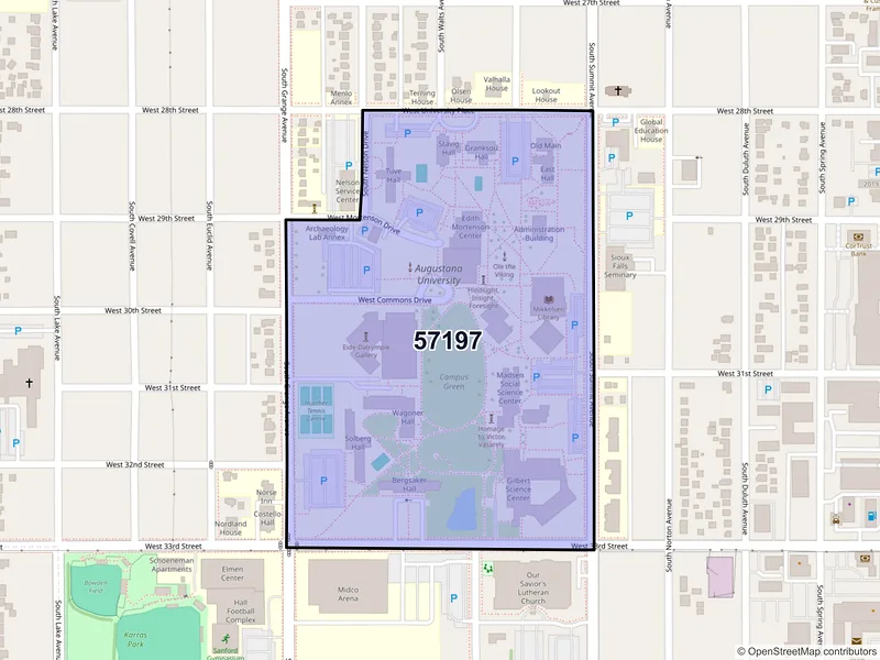 Map of ZIP Code 57197 — Sioux Falls, SD