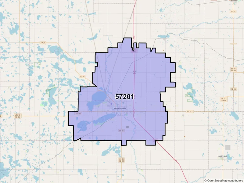 Map of ZIP Code 57201 — Watertown, SD