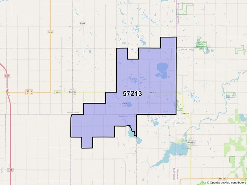 Map of ZIP Code 57213 — Astoria, SD