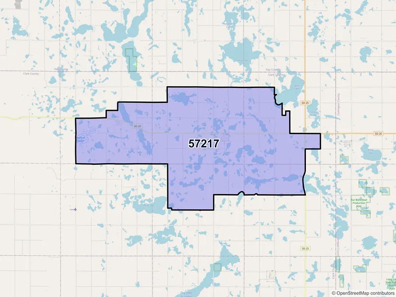 Map of ZIP Code 57217 — Bradley, SD