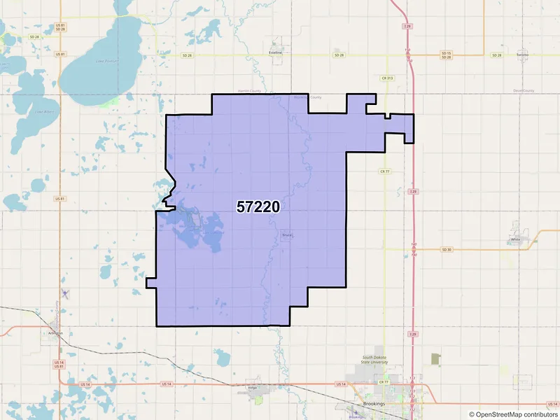 Map of ZIP Code 57220 — Bruce, SD