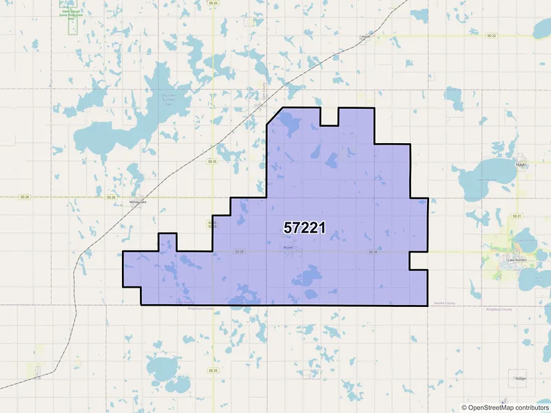 Map of Bryant, South Dakota and ZIP codes