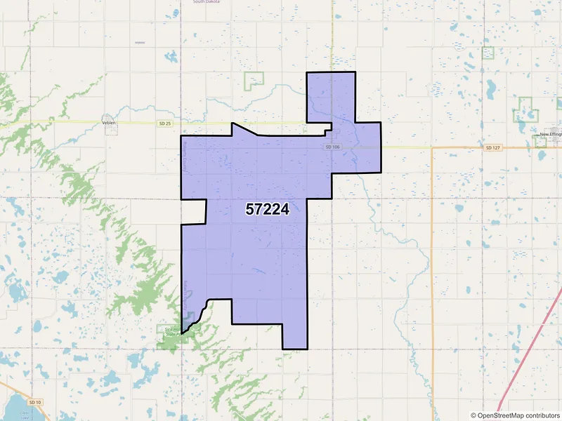 Map of Claire City, South Dakota and ZIP codes