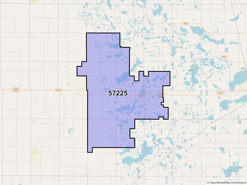 Map of ZIP Code 57225 — Clark, SD