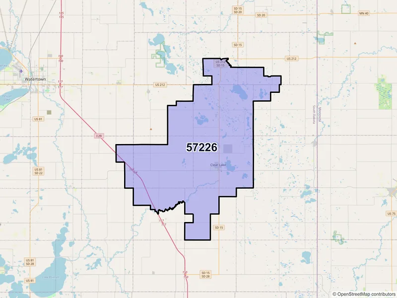 Map of Clear Lake, South Dakota and ZIP codes