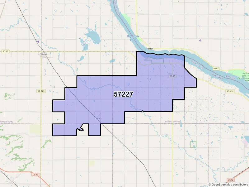 Map of ZIP Code 57227 — Corona, SD