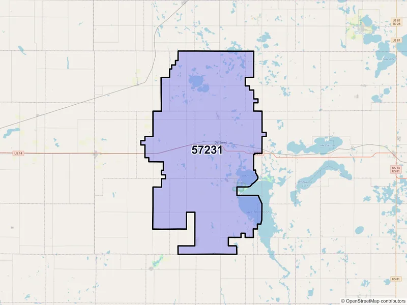 Map of De Smet, South Dakota and ZIP codes
