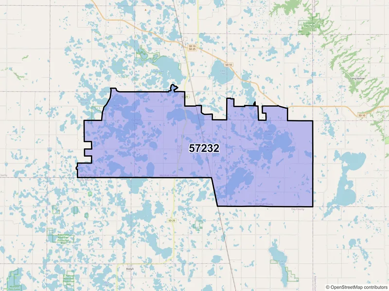 Map of ZIP Code 57232 — Eden, SD