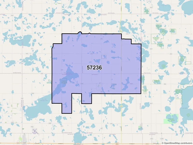 Map of ZIP Code 57236 — Garden City, SD
