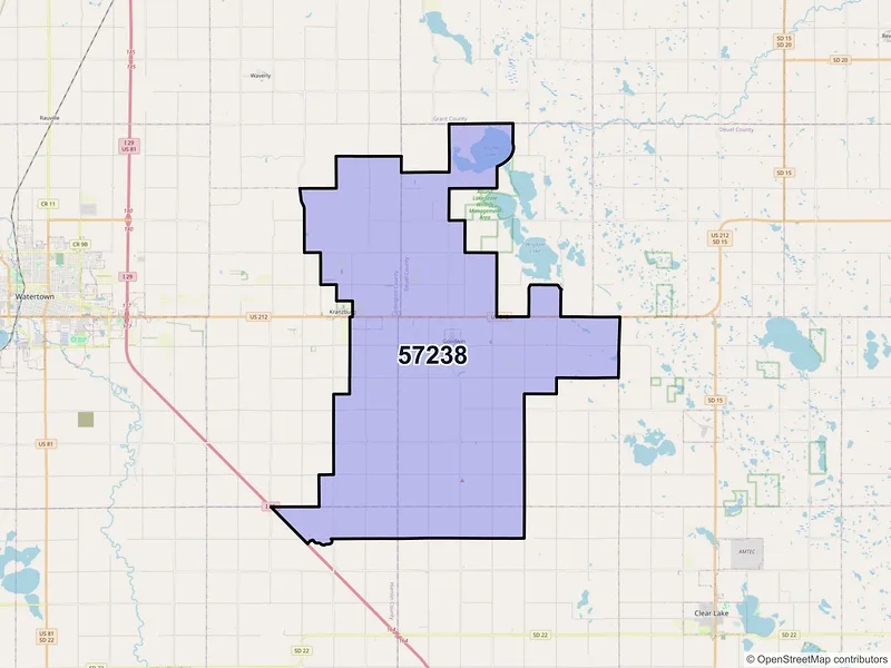 Map of ZIP Code 57238 — Goodwin, SD
