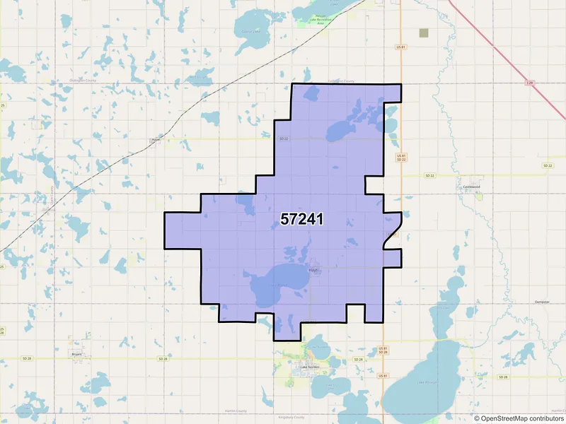 Map of ZIP Code 57241 — Hayti, SD