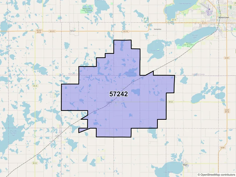 Map of ZIP Code 57242 — Hazel, SD