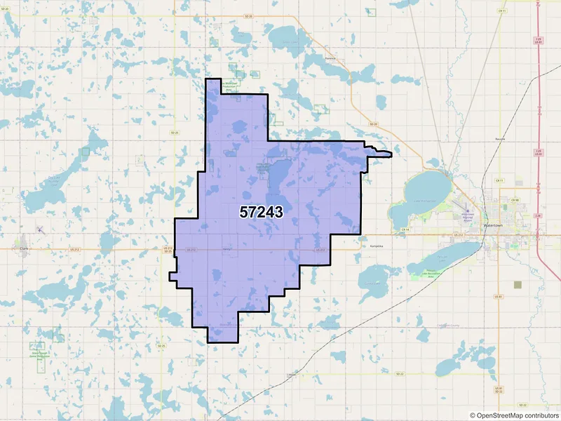 Map of ZIP Code 57243 — Henry, SD