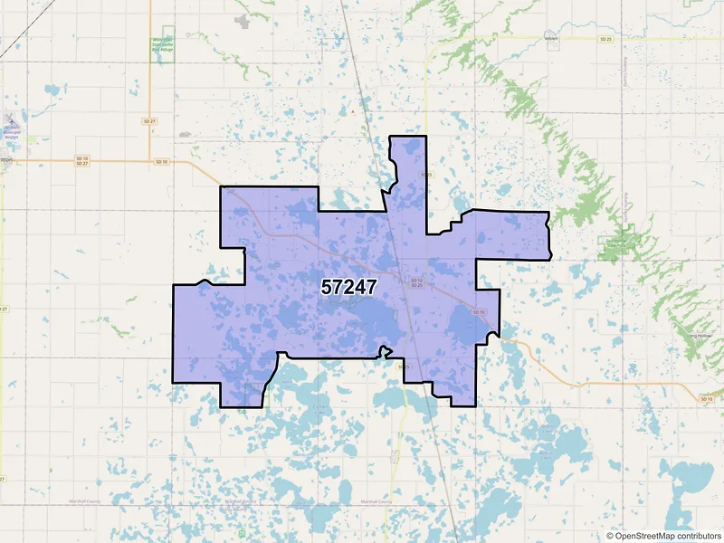 Map of ZIP Code 57247 — Lake City, SD