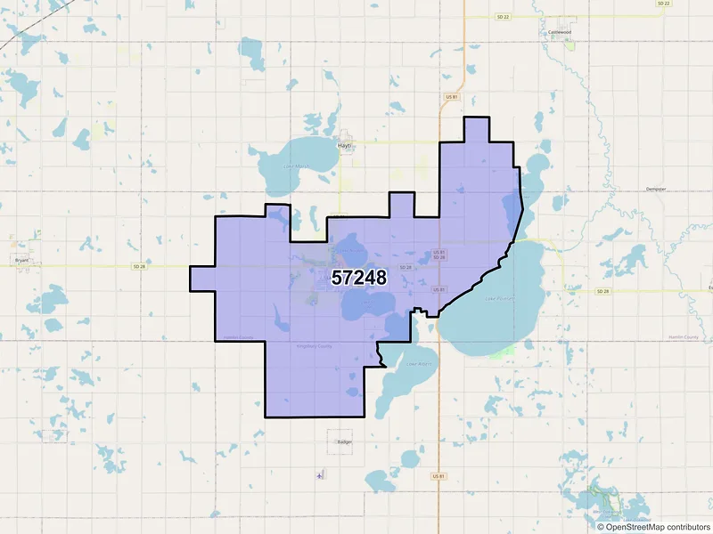 Map of ZIP Code 57248 — Lake Norden, SD