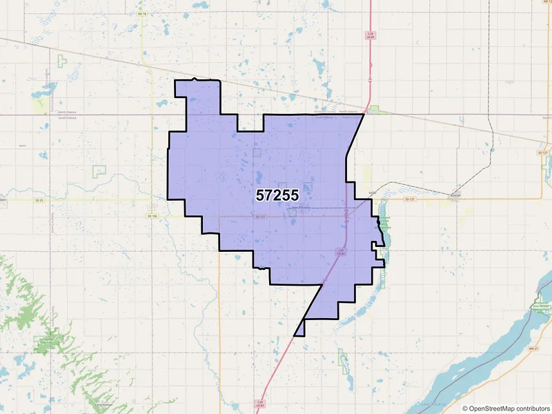 Map of New Effington, South Dakota and ZIP codes