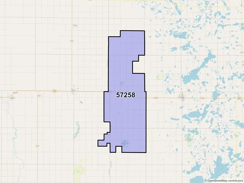 Map of ZIP Code 57258 — Raymond, SD
