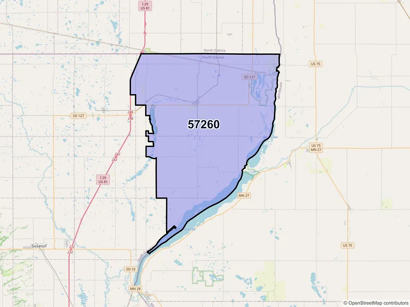 Map of ZIP Code 57260 — Rosholt, SD
