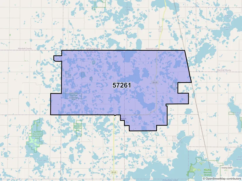 Map of Roslyn, South Dakota and ZIP codes