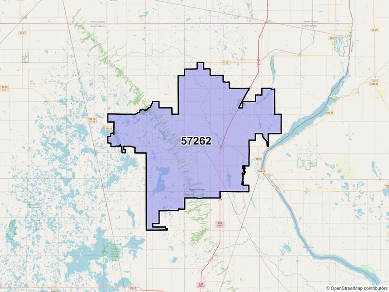 Map of ZIP Code 57262 — Sisseton, SD