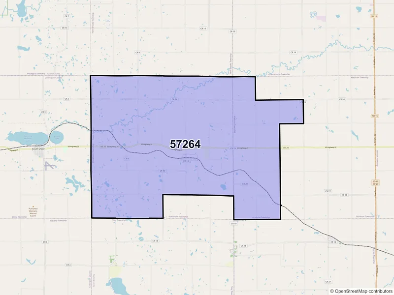 Map of ZIP Code 57264 — Stockholm, SD