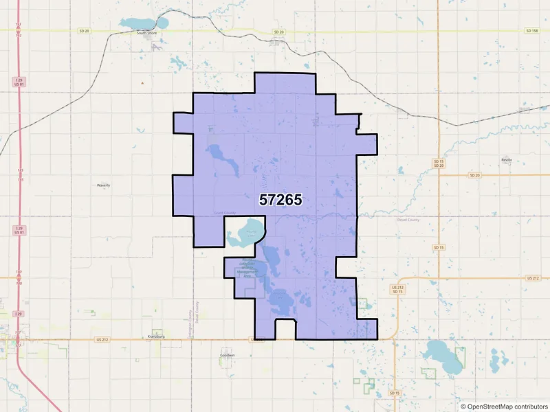 Map of ZIP Code 57265 — Strandburg, SD