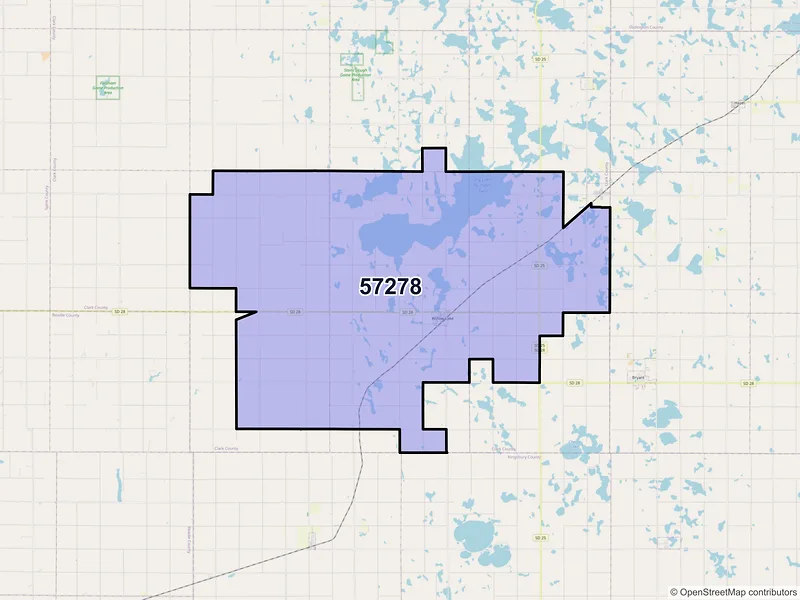 Map of ZIP Code 57278 — Willow Lake, SD