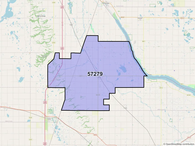 Map of ZIP Code 57279 — Wilmot, SD