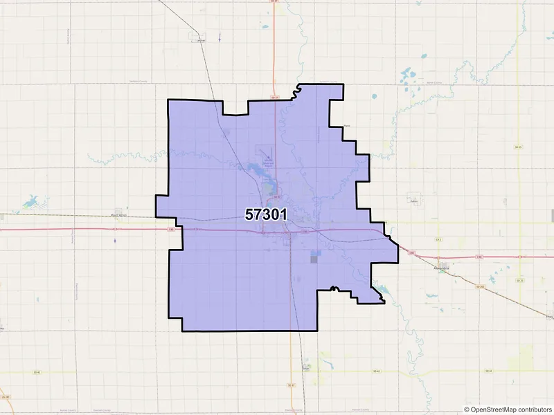 Map of ZIP Code 57301 — Mitchell, SD
