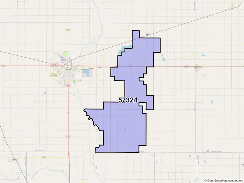 Map of ZIP Code 57324 — Cavour, SD