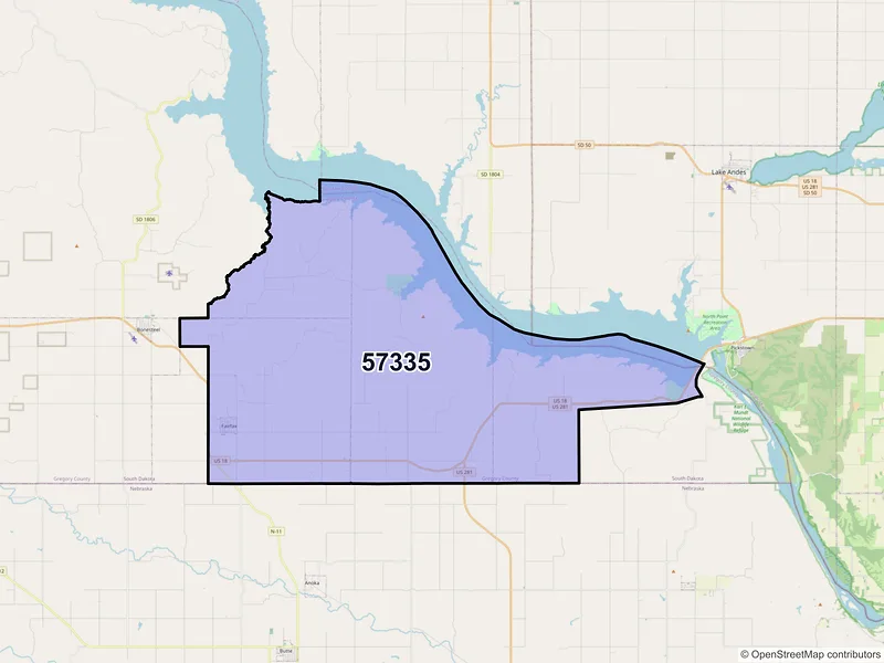 Map of Fairfax, South Dakota and ZIP codes