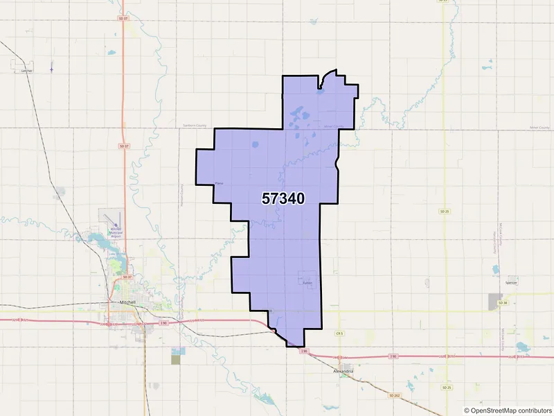 Map of ZIP Code 57340 — Fulton, SD