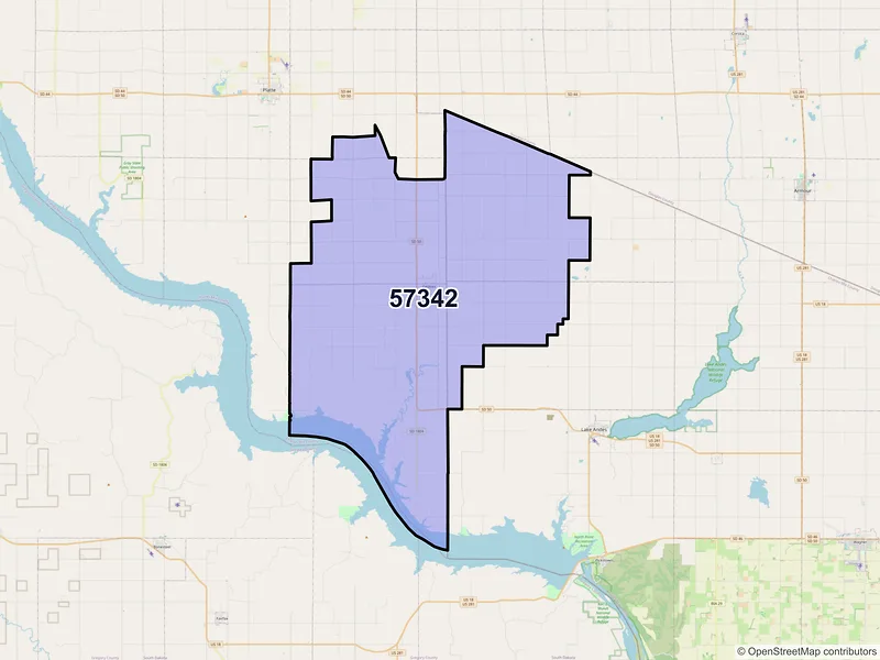 Map of ZIP Code 57342 — Geddes, SD