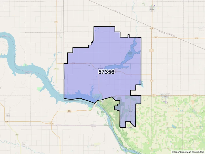 Map of Lake Andes, South Dakota and ZIP codes