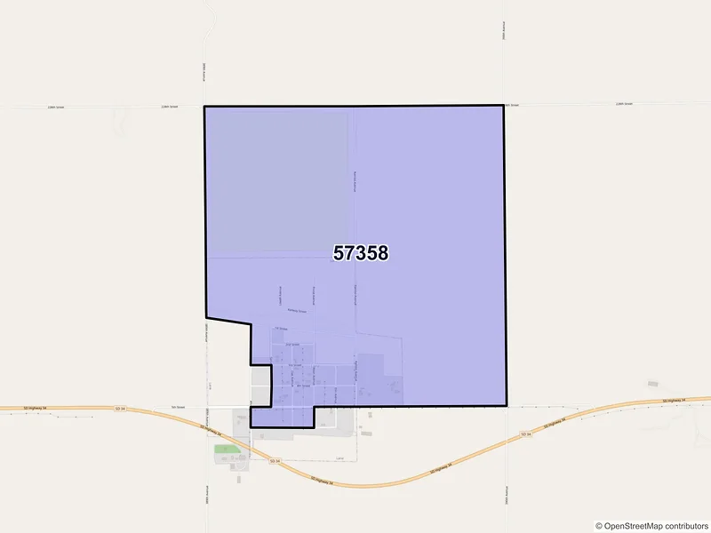 Map of Lane, South Dakota and ZIP codes