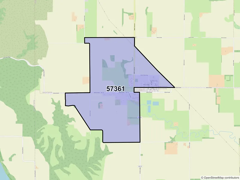 Map of Marty, South Dakota and ZIP codes