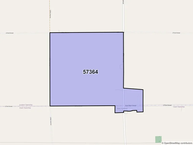 Map of ZIP Code 57364 — New Holland, SD