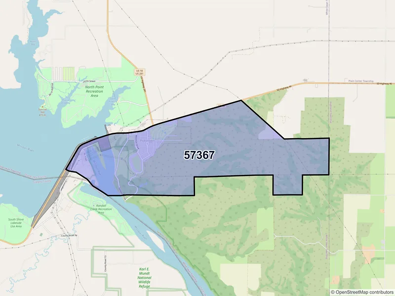 Map of Pickstown, South Dakota and ZIP codes