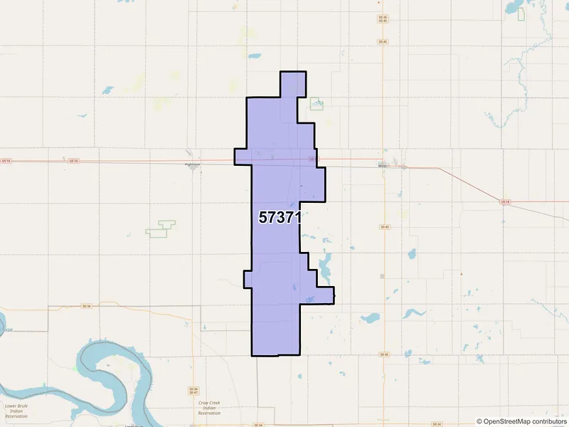 Map of Ree Heights, South Dakota and ZIP codes