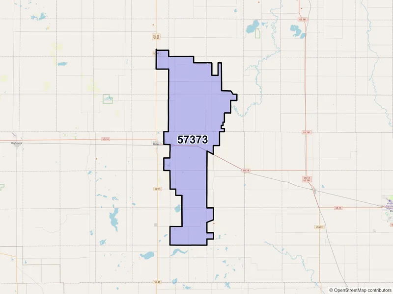 Map of ZIP Code 57373 — Saint Lawrence, SD