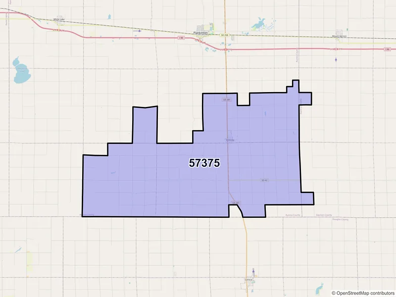 Map of ZIP Code 57375 — Stickney, SD