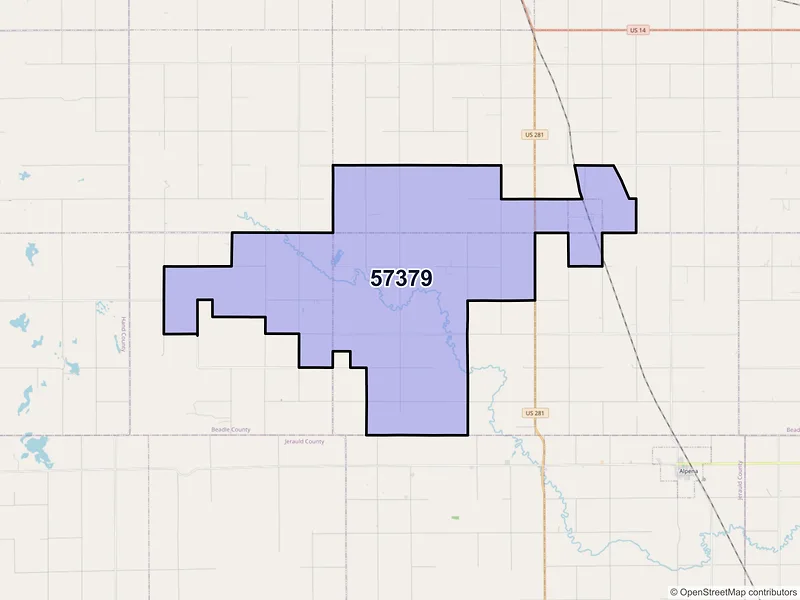 Map of ZIP Code 57379 — Virgil, SD
