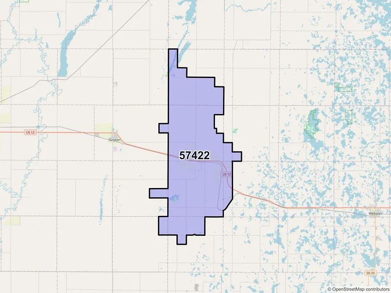 Map of ZIP Code 57422 — Andover, SD