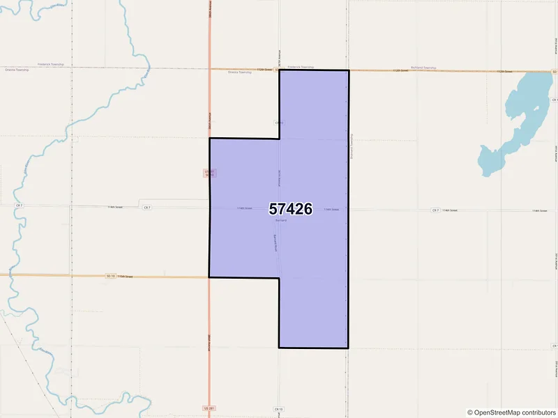 Map of Barnard, South Dakota and ZIP codes